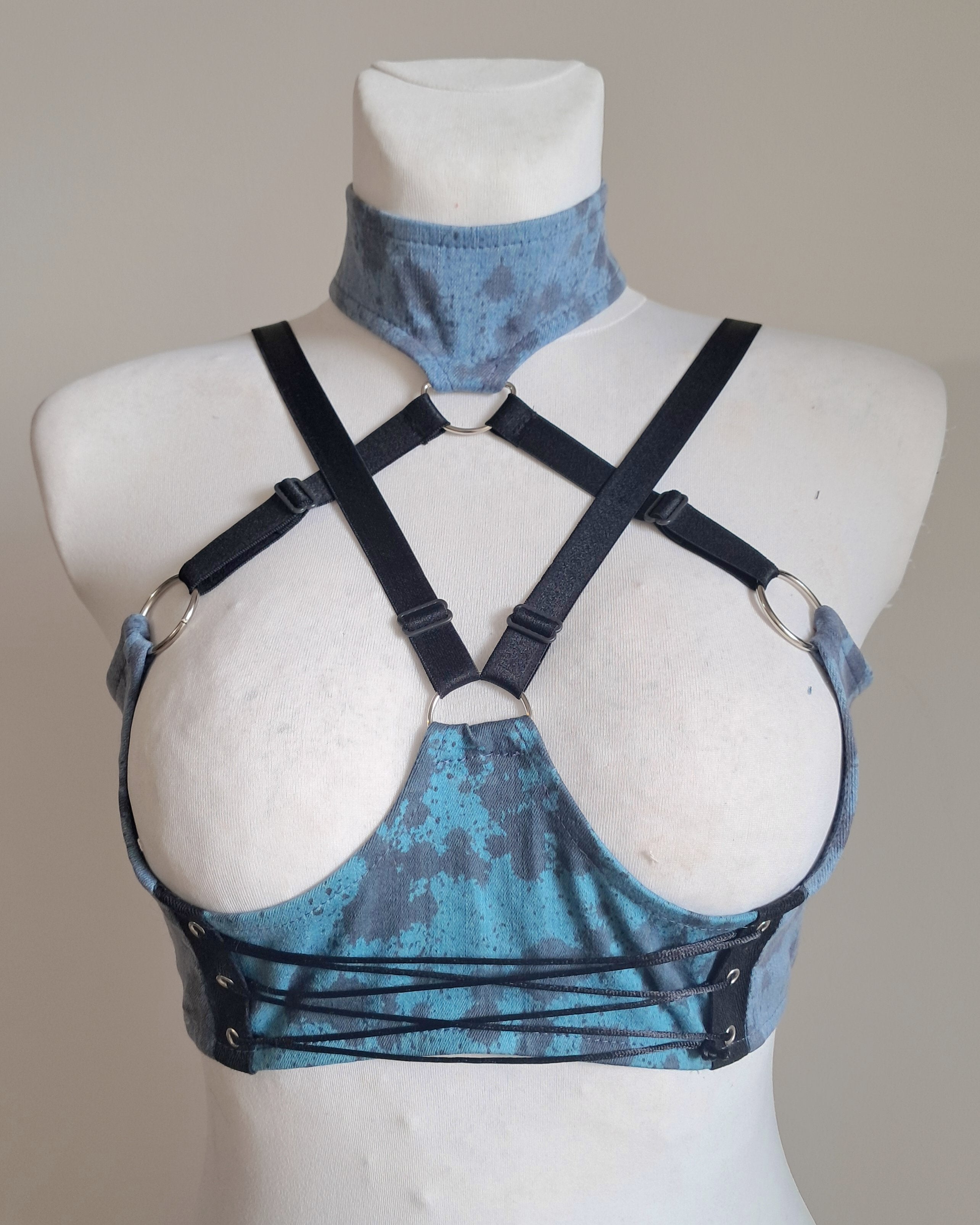 OUTLET Granatowy Harness Top z Bawełny 2