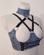 OUTLET Granatowy Harness Top z Bawełny