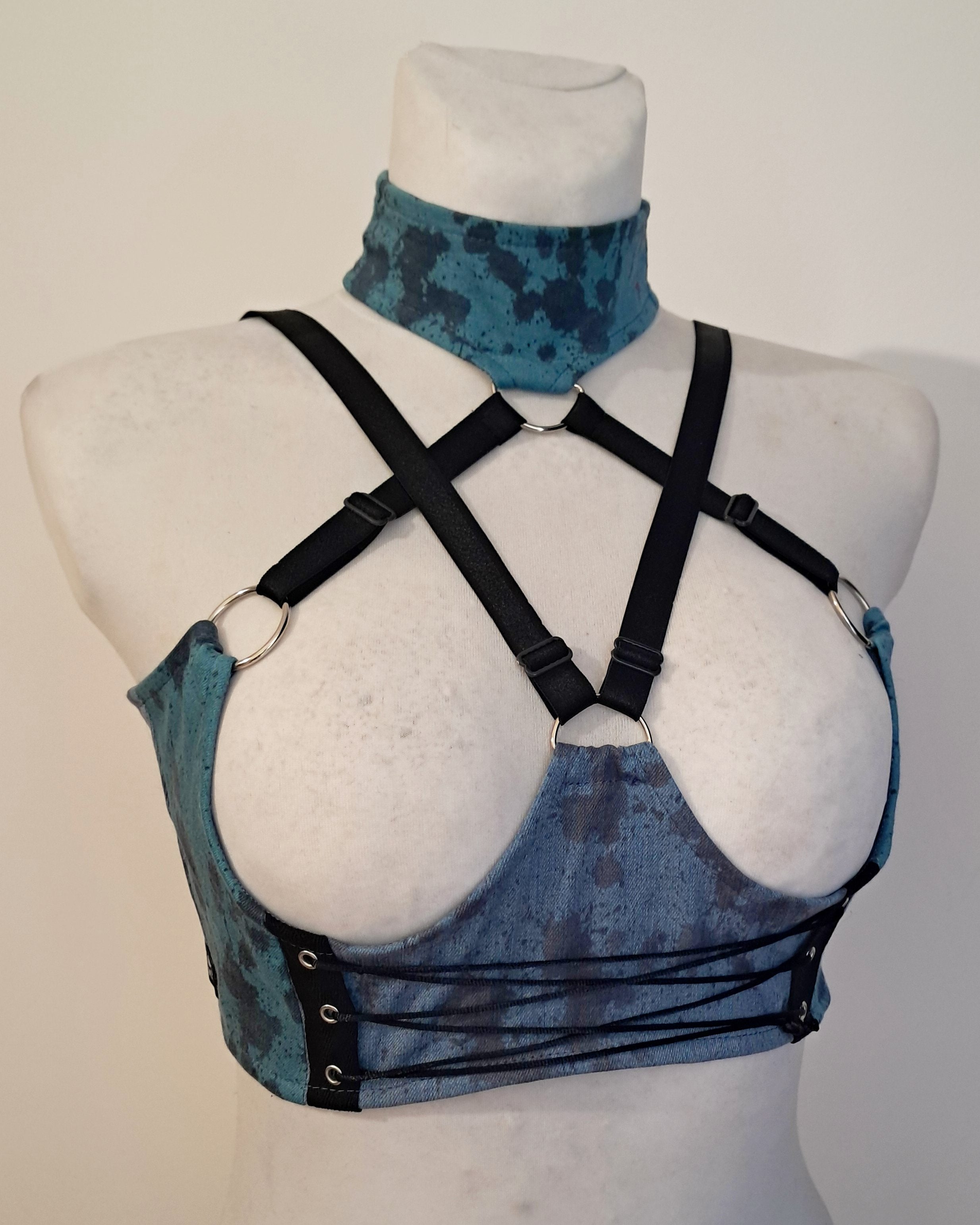 OUTLET Granatowy Harness Top z Bawełny 3