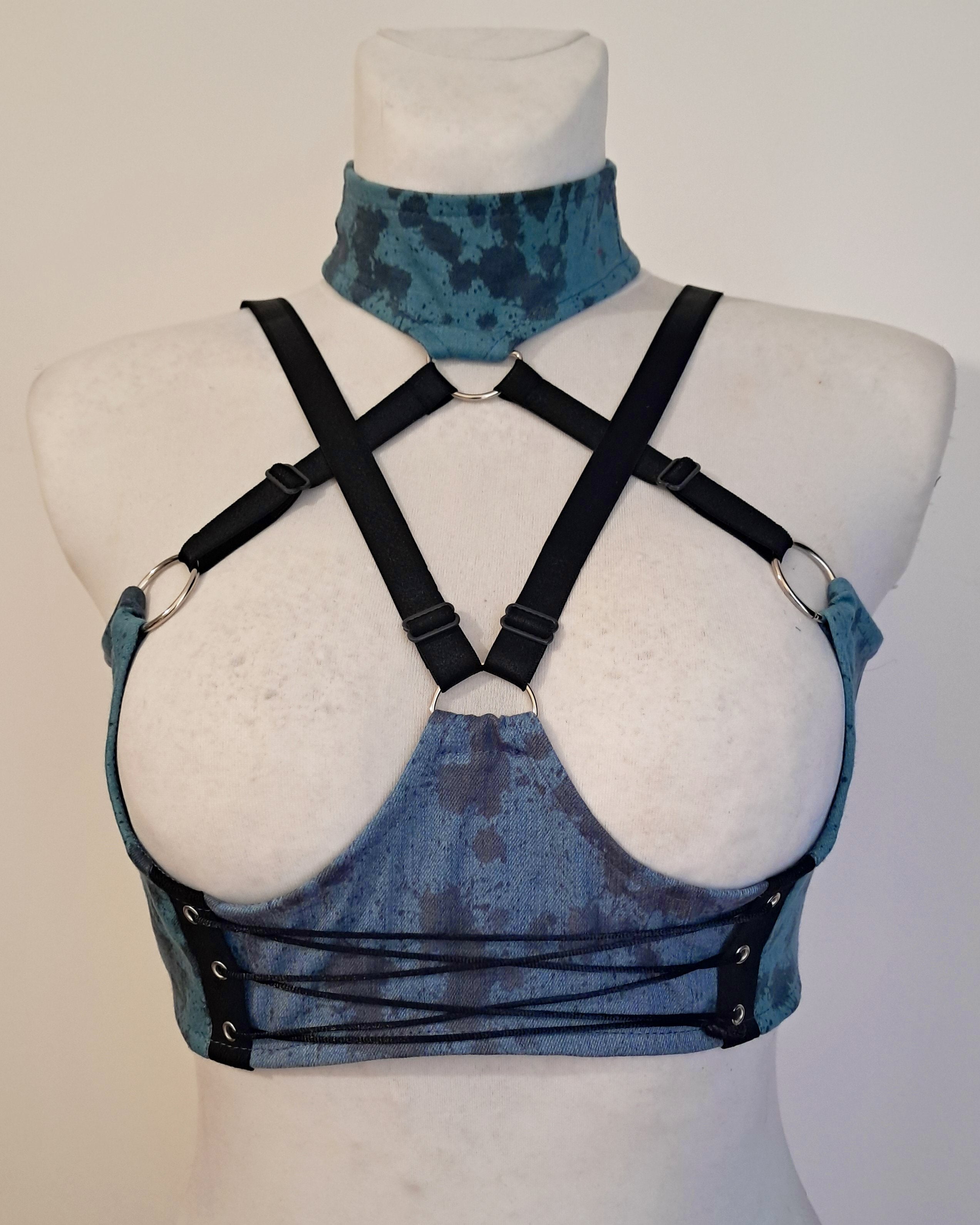 OUTLET Granatowy Harness Top z Bawełny 3