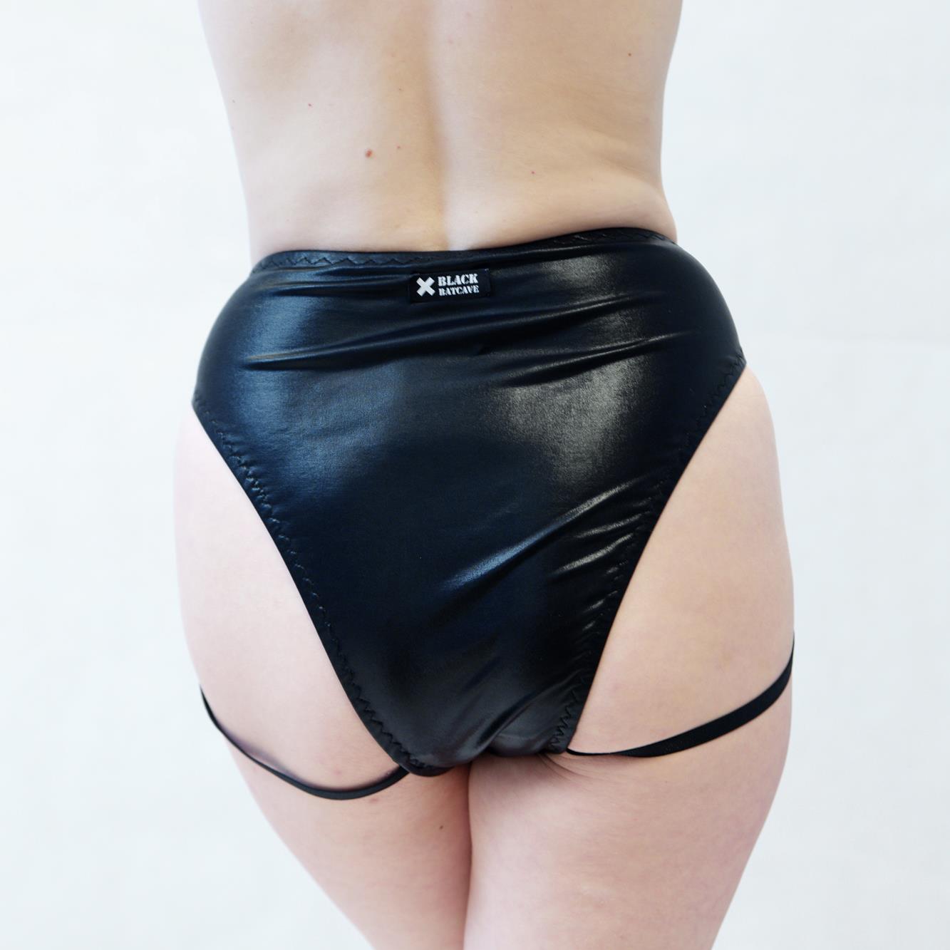 BELLATRIX High-Waist Strappy Wet Look Panties