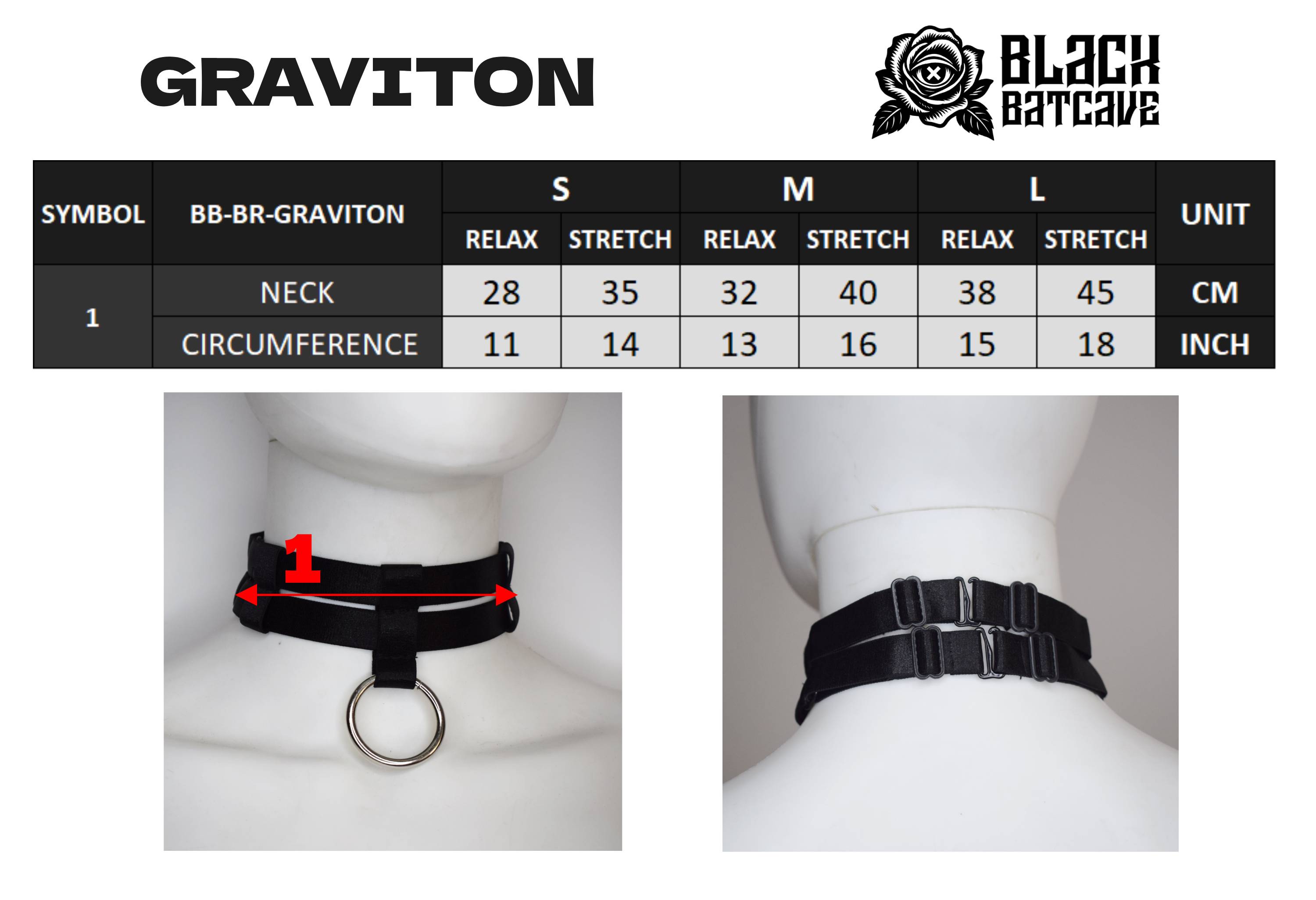 GRAVITON Czarny Elastyczny Gumowy Choker z O-ringiem