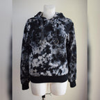 OUTLET Czarna bluza z kapturem bawełniana z efektem stone wash