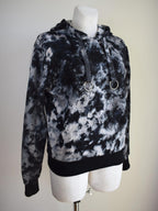 OUTLET Czarna bluza z kapturem bawełniana z efektem stone wash
