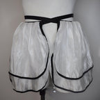 OUTLET Biała spódnica z organzy z otwartym przodem i elastyczną talią