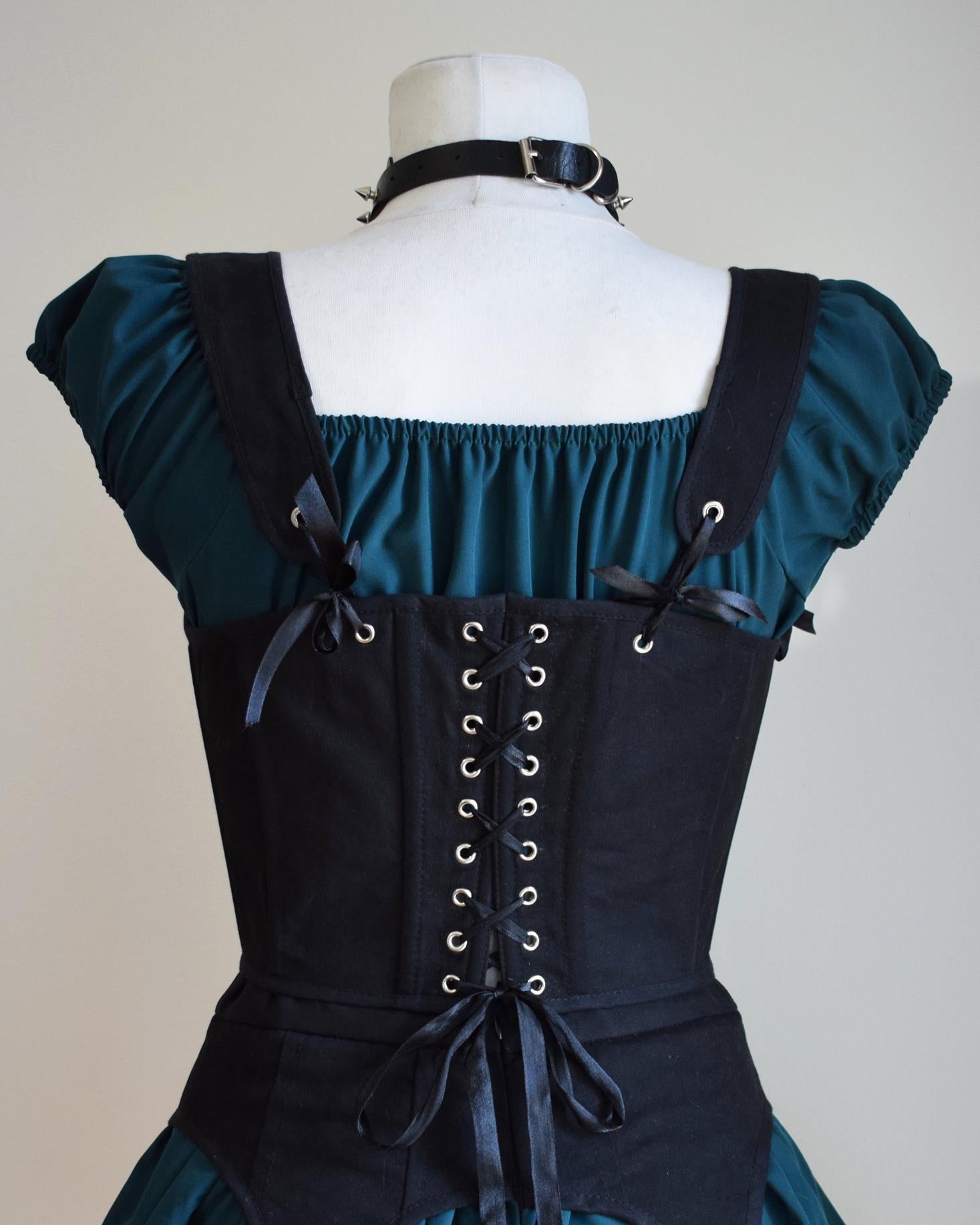 VIRGO Czarny Gorset Underbust Sznurowany z Ramiączkami