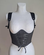 VIRGO Czarny Gorset Underbust Sznurowany z Ramiączkami