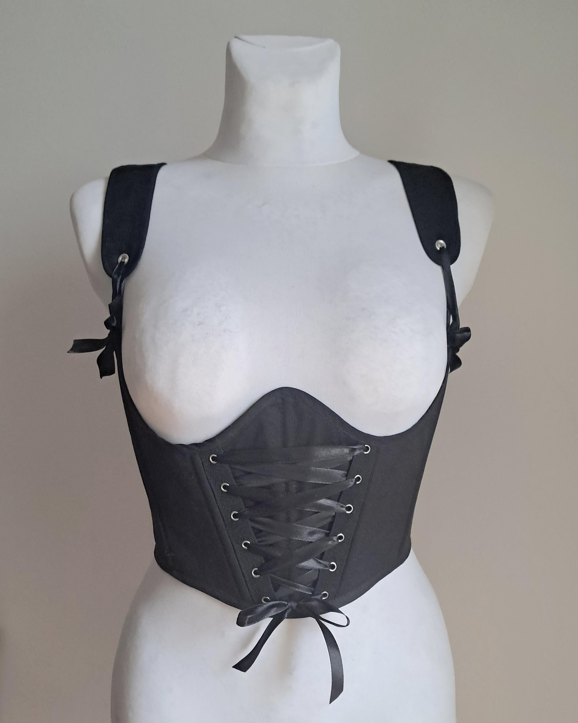 VIRGO Czarny Gorset Underbust Sznurowany z Ramiączkami