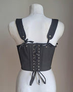 VIRGO Czarny Gorset Underbust Sznurowany z Ramiączkami
