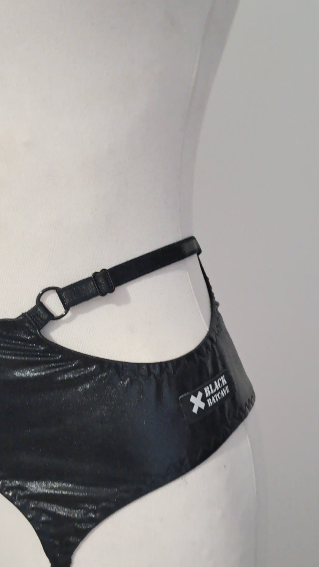 wet look strappy garter belt