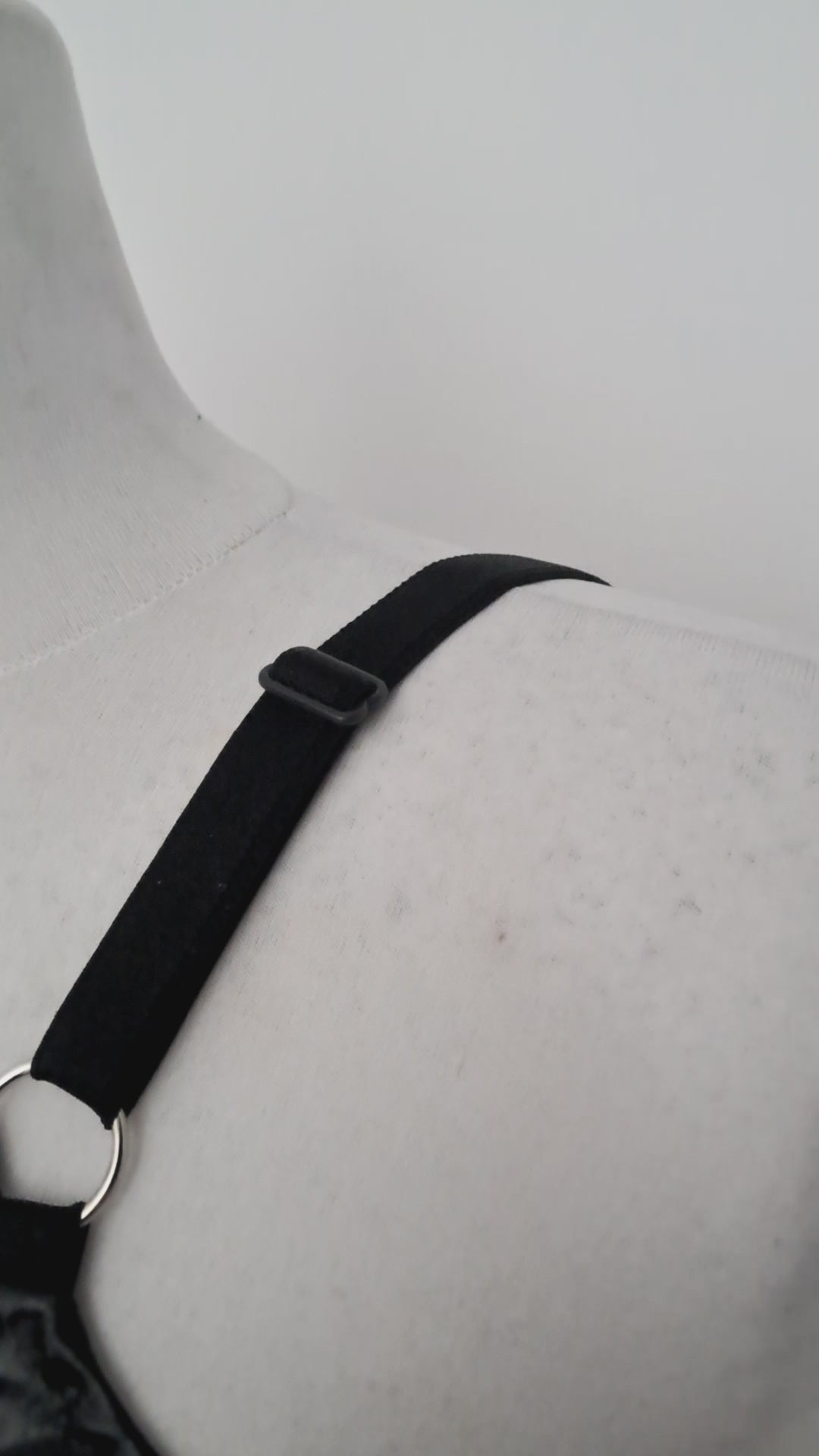 Video showing wet look bra on mannequin