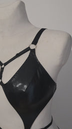 wet look cut out dress