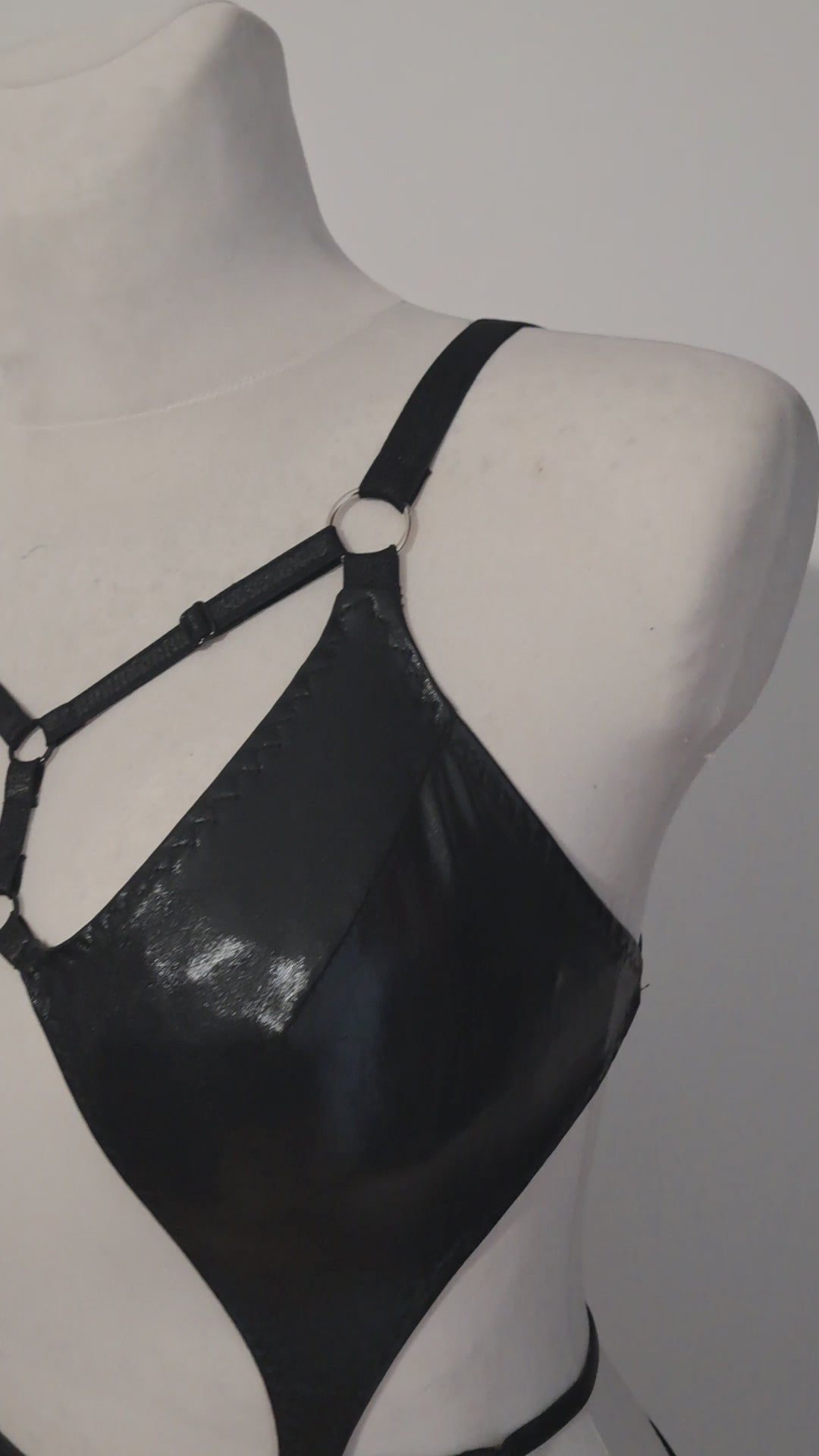 wet look cut out dress