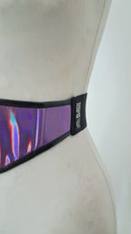 wet look purple pvc belt with elastic back