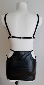 wet look cut out dress