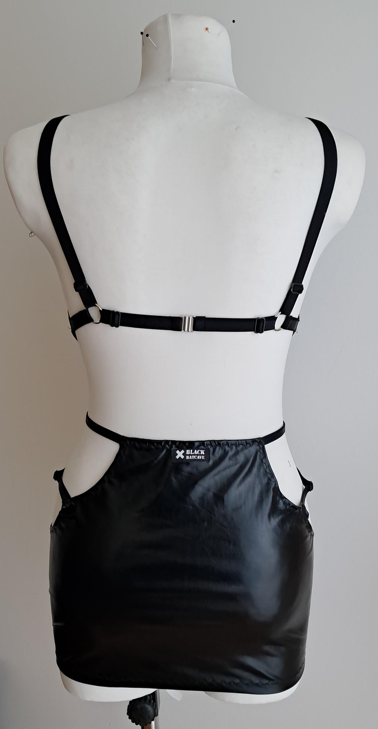 wet look cut out dress