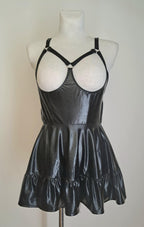  wet-look open cup dress